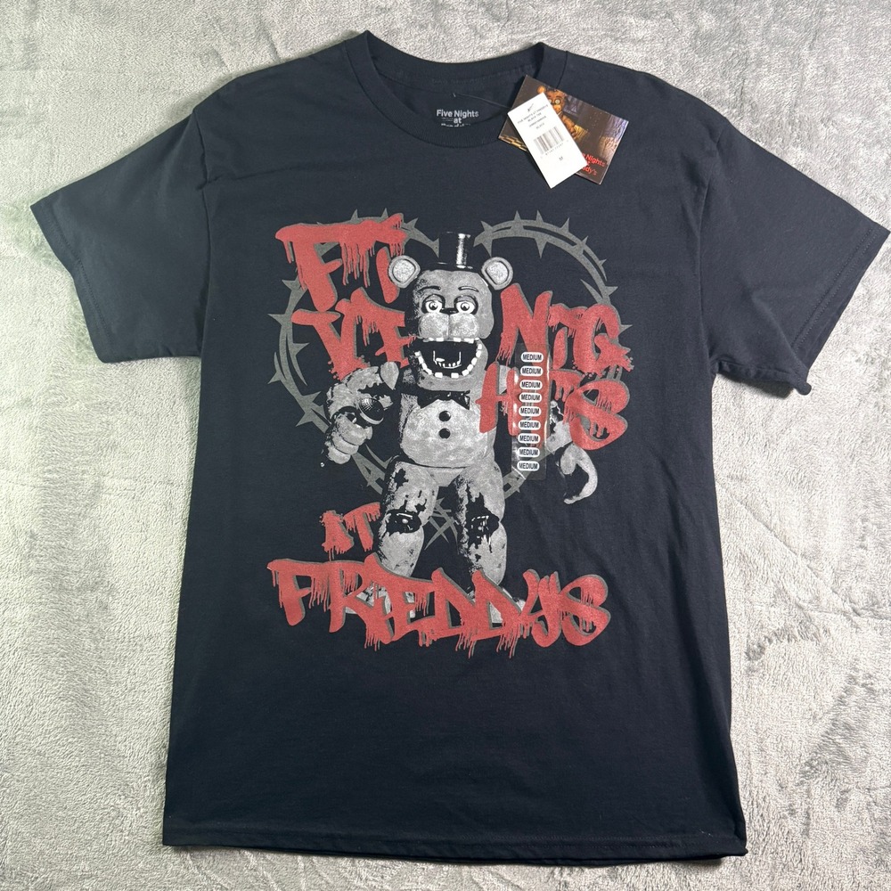 Five Nights at Freddy's Graphic Tee FNAF Black T-Shirt Medium
